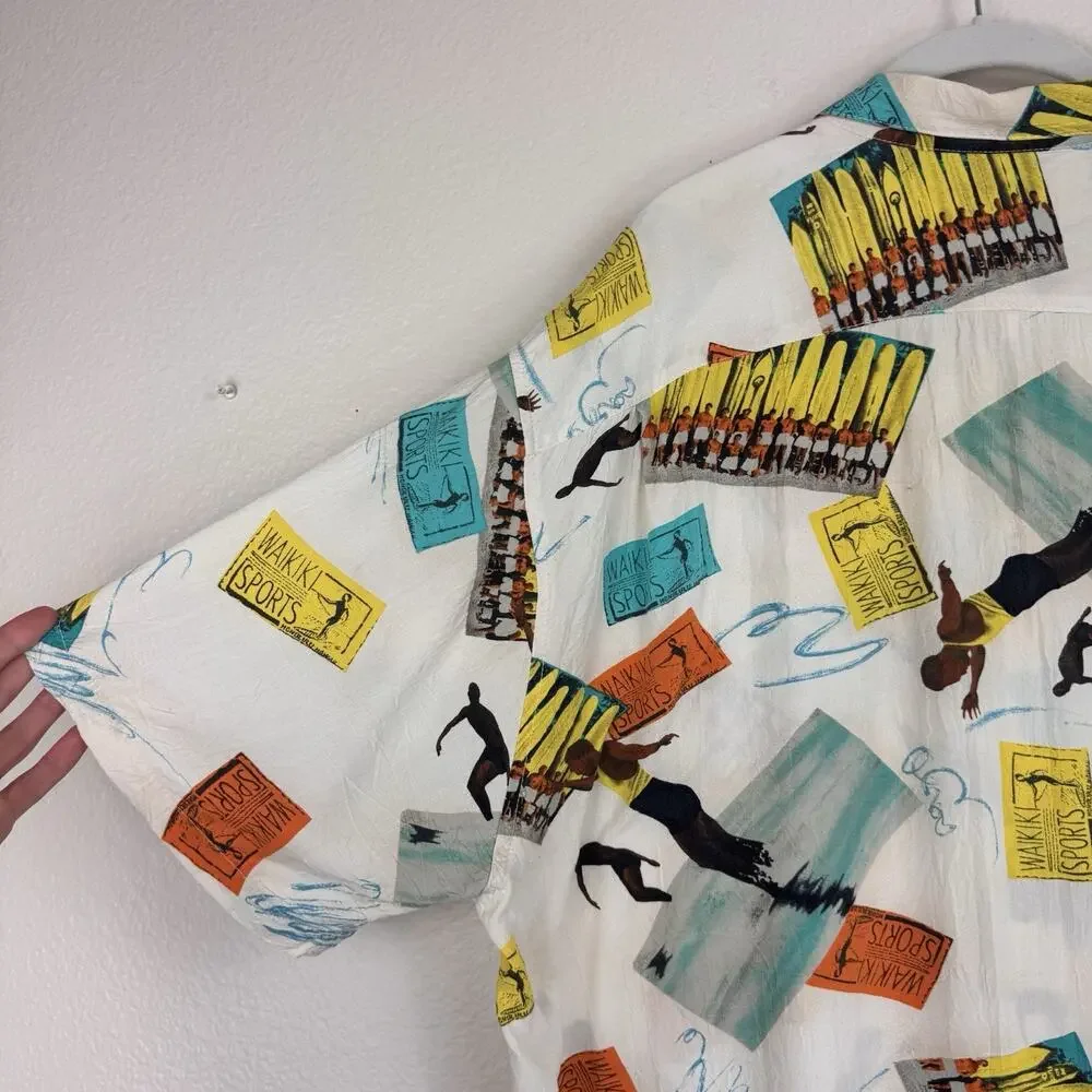 Vintage Jams World Button Down Shirt Waikiki Sports Surfing Hawaiian Beach XL